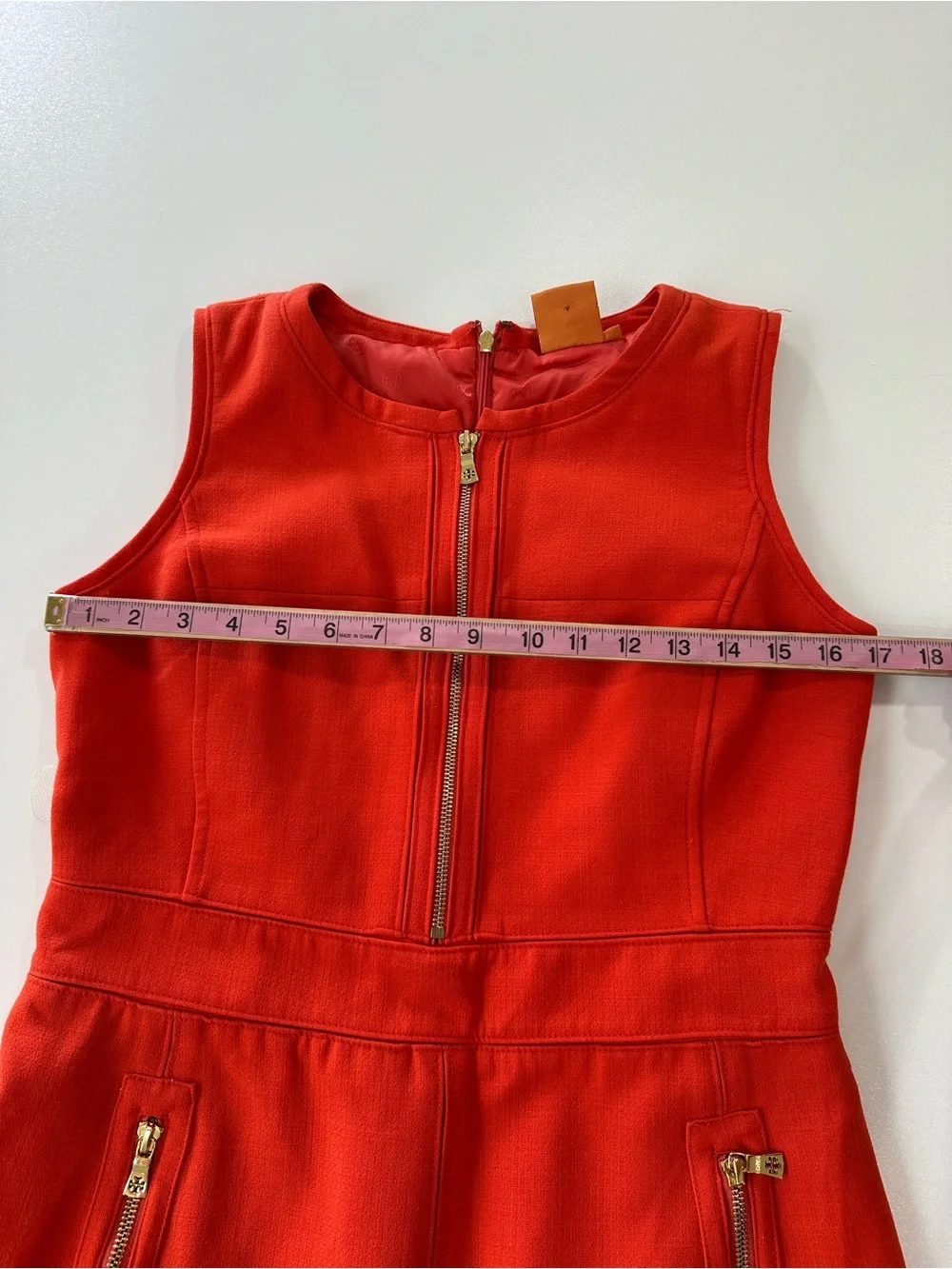 TORY BURCH  Mariel Sleeveless Marmalade Color  Dress Size 10 Wool Blend